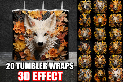 3D Autumn Wild Animals Tumbler Wrap