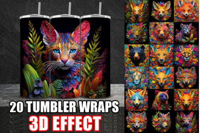 3D Colorful Animals Tumbler Wrap