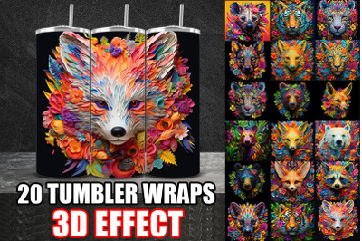 3D Summer Animals Tumbler Wrap Design