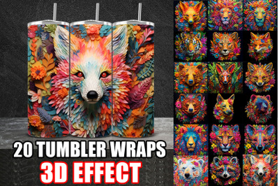 3D Papercut Animals Tumbler Wrap