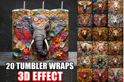 3D Colorful Wild Animals Tumbler Wrap