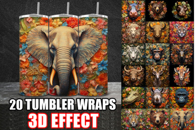 3D Fall Wild Animals Tumbler Wrap