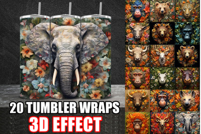 3D Tropical Wild Animals Tumbler Wrap