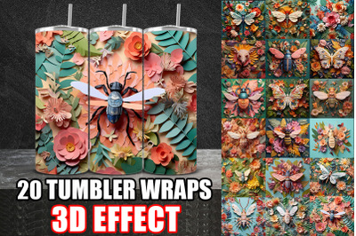 3D Bees Butterflies Tumbler Wrap
