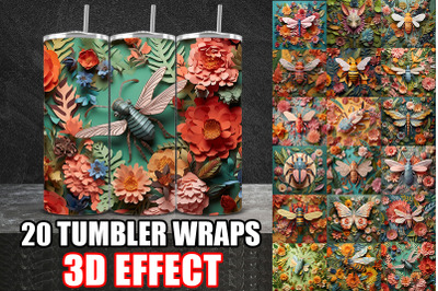 3D Papercut Insects Tumbler Wrap
