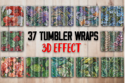 3D Effect Flowers Tumbler Wraps