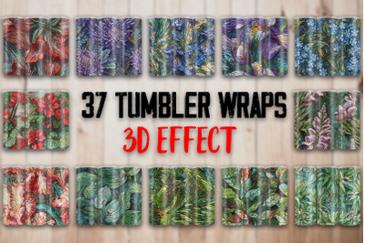 3D Effect Flowers Tumbler Wraps