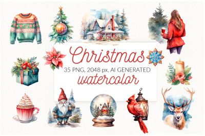 Christmas watercolor sublimation bundle