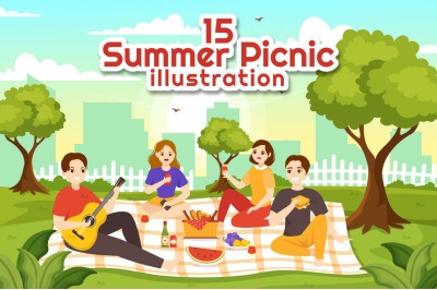 15 Summer Holiday Picnic Illustration