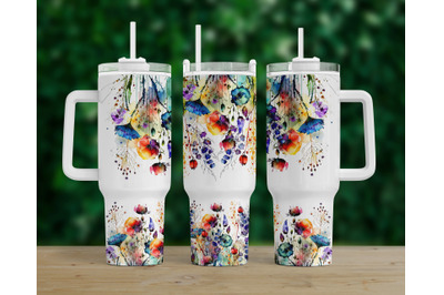 40oz Quencher Wildflowers Tumbler, Sublimation Design