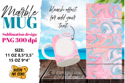 Pink blue paint sublimation mug wrap bundle. Fluid art PNG