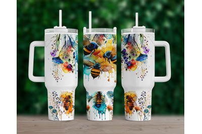 Bee Tumbler Wrap 40 oz Quencher, Sublimation Design, Gift For Mom Png