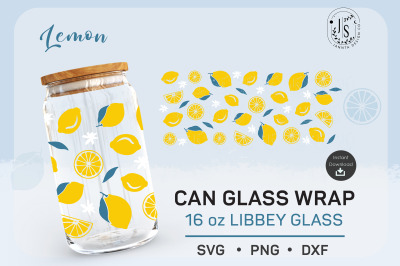 Lemon SVG 16oz, Fruit Can Glass