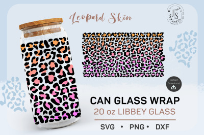 Leopard Print SVG 20oz, Animal Skin SVG, Can Glass Full Wrap