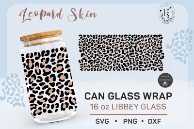 Leopard Print SVG 16oz, Animal Skin SVG, Can Glass Full Wrap