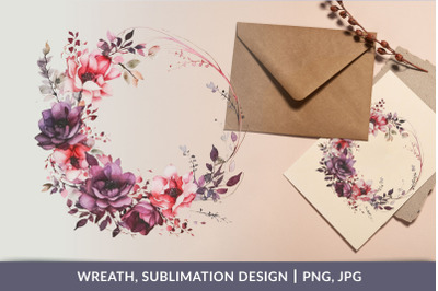 Sublimation design&2C; flowers&2C; wreath. PNG.