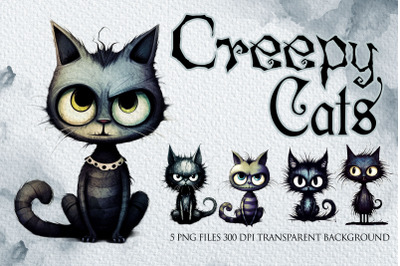 Creepy cats illustration clipart