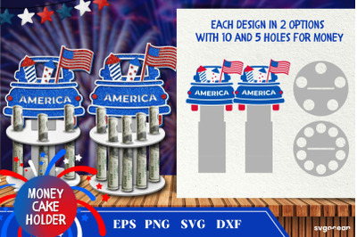 4th of July Patriotic Car Money Cake Holder | Layered SVG