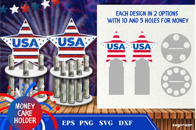 4th of July Patriotic Star Money Cake Holder | Layered SVG