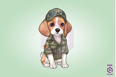 Beagle Wearing ARMY Uniform