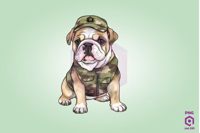 Bulldog Wearing ARMY Uniform