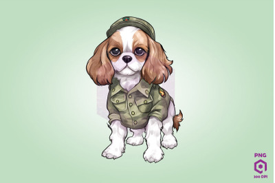 Spaniel Wearing ARMY Uniform