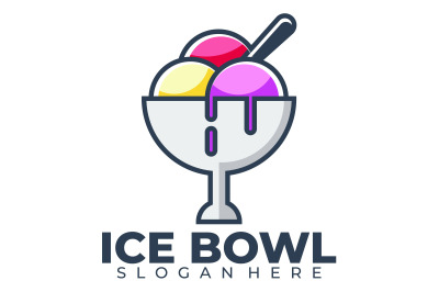 Ice Cream bowl logo abstract vector template