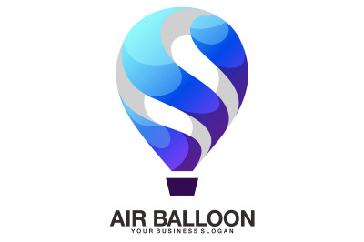 Travel concept hot air balloon curve logo design abstract vector template