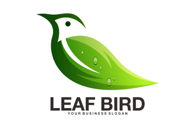 Leaf in bird shape abstract vector logo template