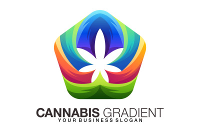 Cannatbis leaf logo in gradient color style abstract template