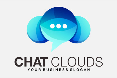 Chat clouds logo or online live chat design template