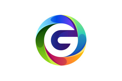 Alphabet G in circle shape radient color style vector template