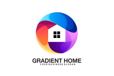 House logo in round gradient shape abstract logo template