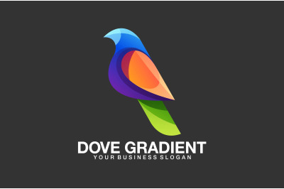 Dove bird logo in gradient color style abstract vector template