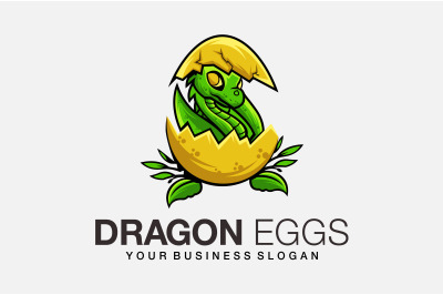 Baby dragon hatch from egg logo abstract vector template