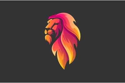 Fire lion head logo abstract vector template