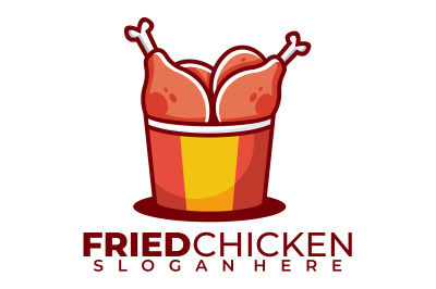 fried chicken legs in bucket logo vector template