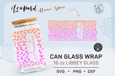 Leopard Print SVG 16oz, Space Name Svg, Can Glass Full Wrap