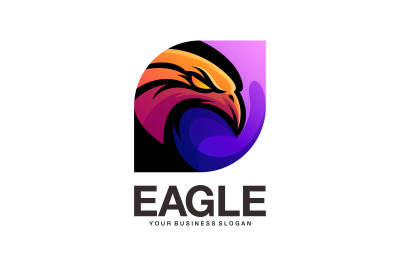 Eagle head logo in gradient color style vector template