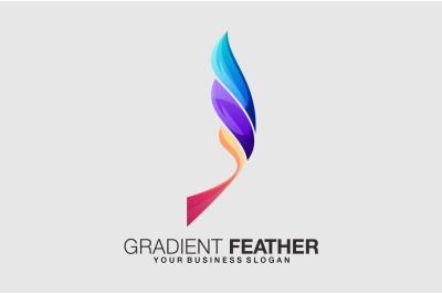 Feather or wing logo in gradient color style abstract template