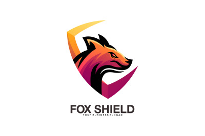 Fox logo in shield protection concept abstract vector template