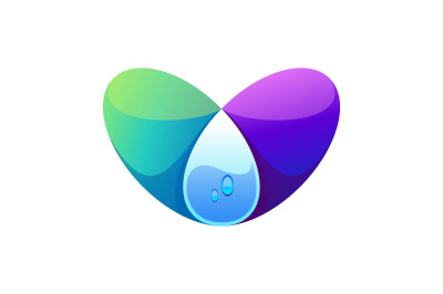 Water Drop logo in heart shape abstract vector template