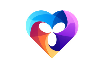 Heart logo in beautiful gradient color style abstract vector template