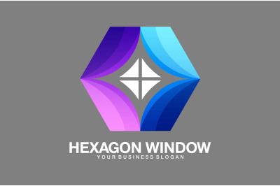 Hexagon logo in gradient color style vector template