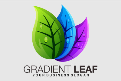 Natural leaf or leaves logo in beautiful gradient color style abstract vector