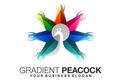 Peacock logo design in beautiful gradient color style