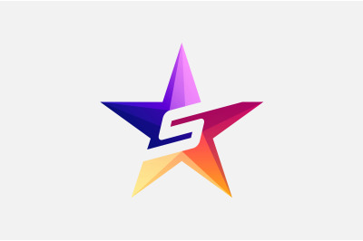 Alphabet S letter initial logo in star shape gradient style