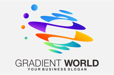 World logo in water reflection shape gradient color style vector