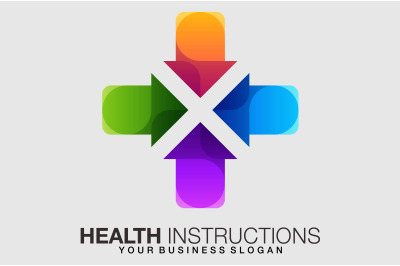 Health logo cross or plus sign medical vector gradient style