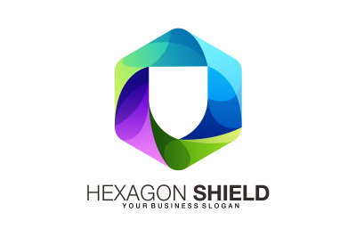 Shield logo in beautiful gradient color style  abstract vector template